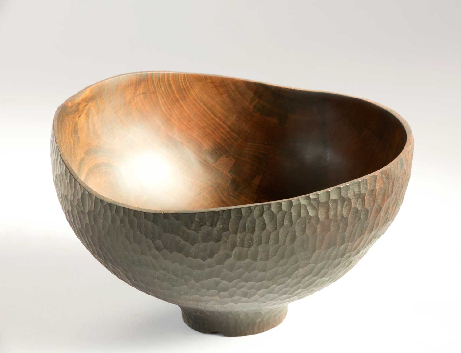 Hand Carved & Ebonised Wooden Bowl