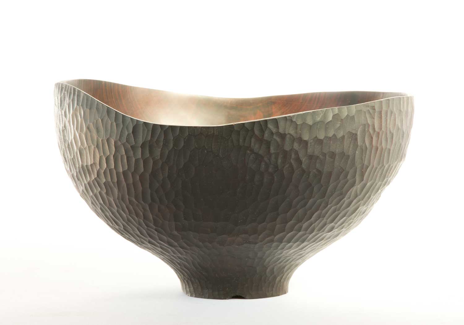 Hand Carved & Ebonised Wooden Bowl