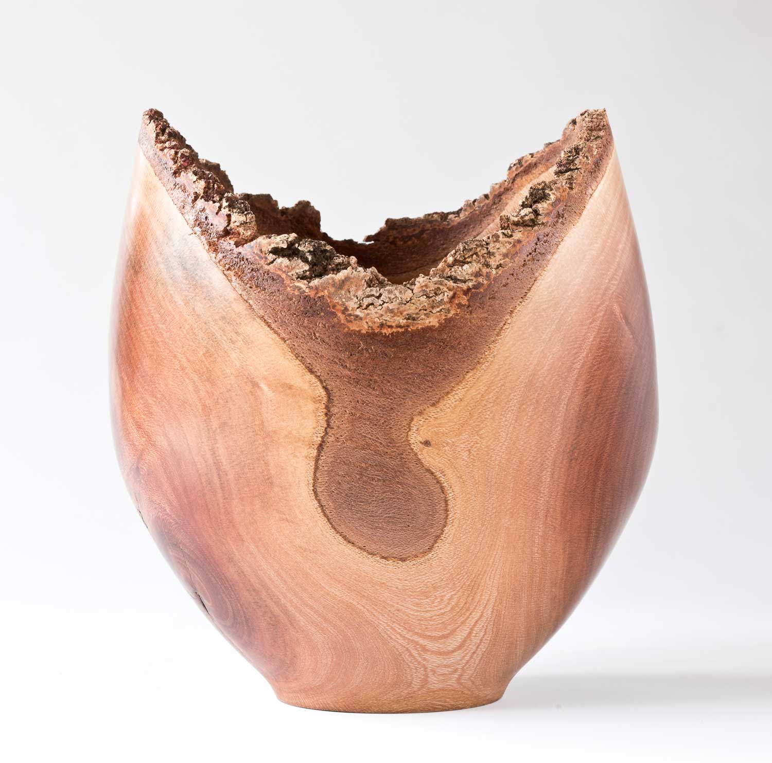 No324-Natural-tree-Wooden-vase-side Three Legged Oak Wooden Bowl