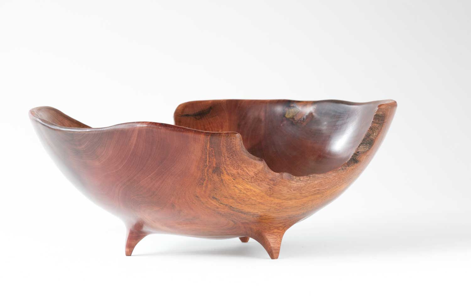 Three Legged Oak Wooden Bowl