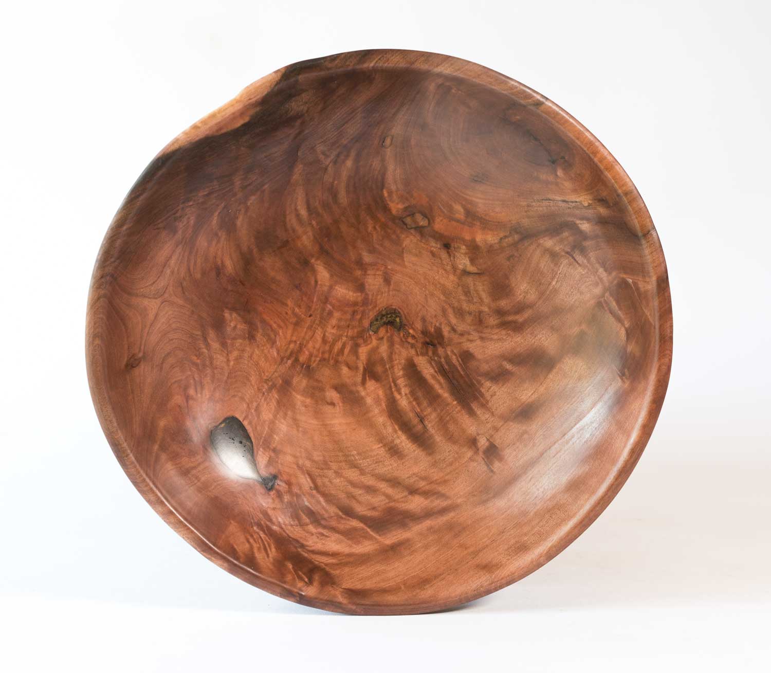 No496_clouds_of_ripples_shallow_wooden_bowl Three Legged Oak Wooden Bowl