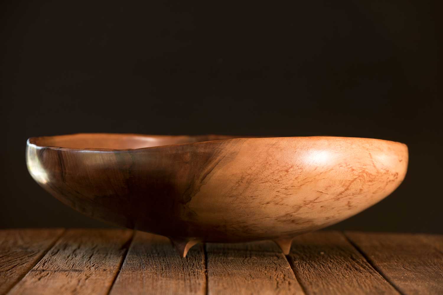 No544-Large-Pohutukawa-Wooden-Bowl-4 Three Legged Oak Wooden Bowl
