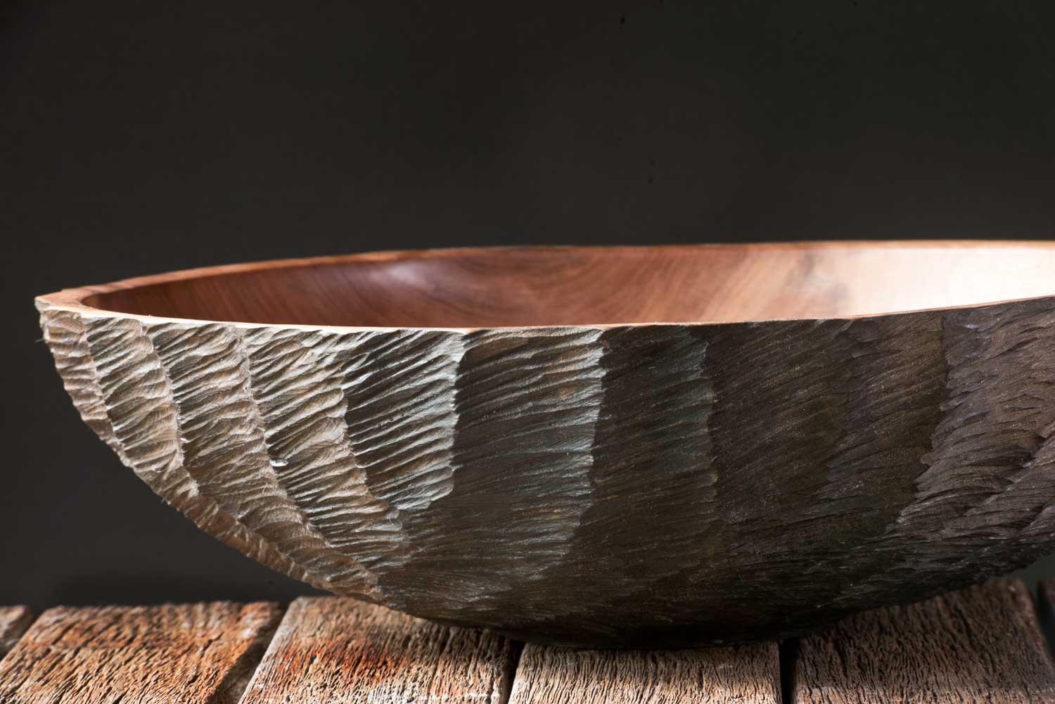 Hand-Carved-Pohutukawa-Bowl-No597-c Three Legged Oak Wooden Bowl
